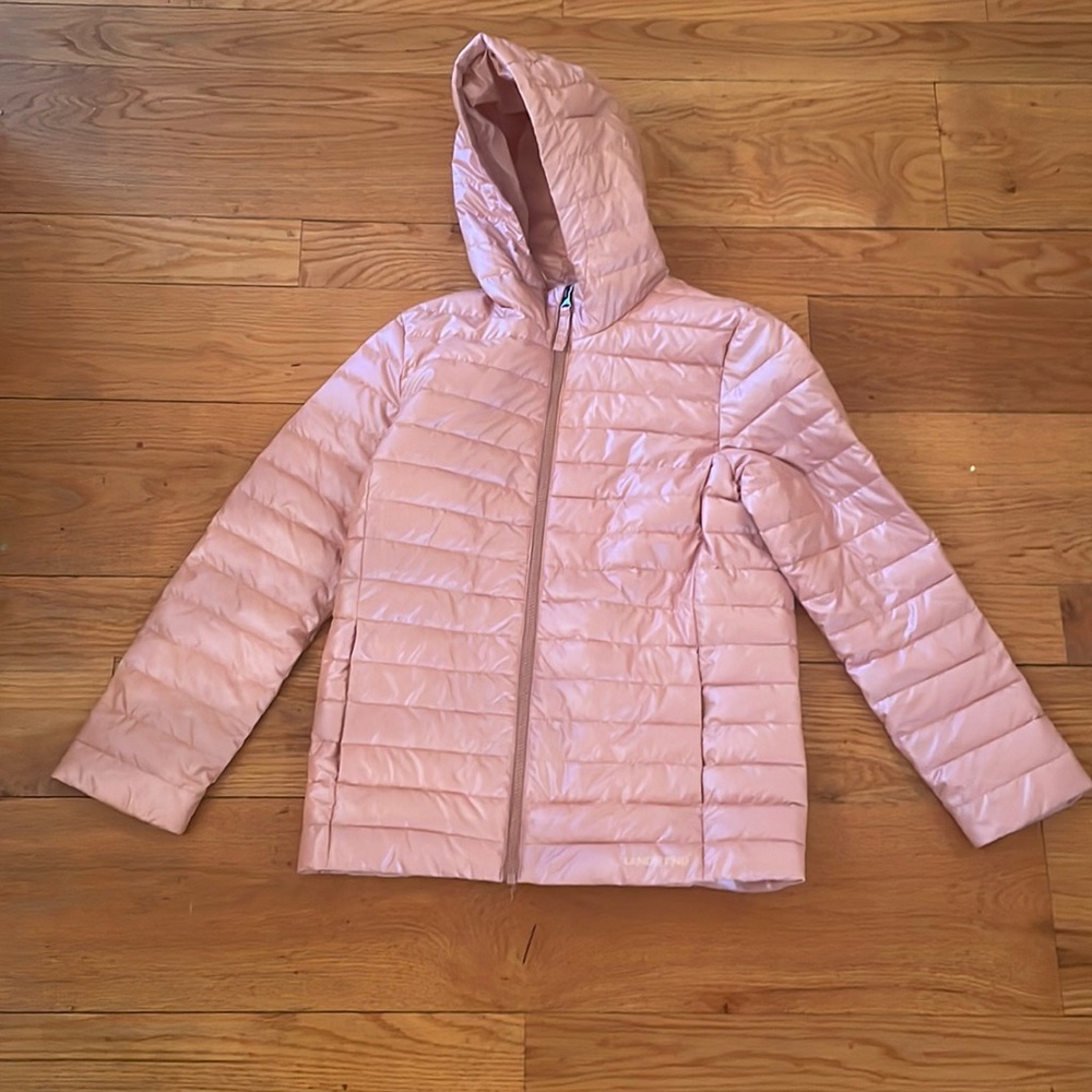 Light pink iridescent  Land’s End winter coat girl’s large  10-12